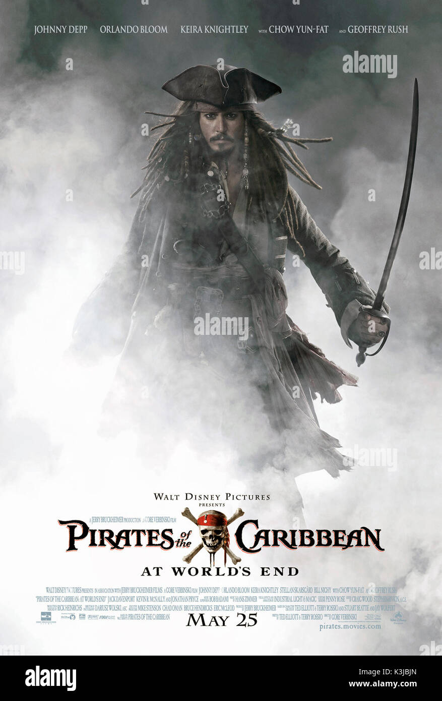 PIRATES OF THE CARIBBEAN: AT WORLD'S END [US 2007] aka PIRATES OF THE CARIBBEAN 3 JOHNNY DEPP as Captain Jack Sparrow  PIRATES OF THE CARIBBEAN: AT WORLD'S END [US 2007]  aka PIRATES OF THE CARIBBEAN 3  JOHNNY DEPP as Captain Jack Sparrow     Date: 2007 Stock Photo