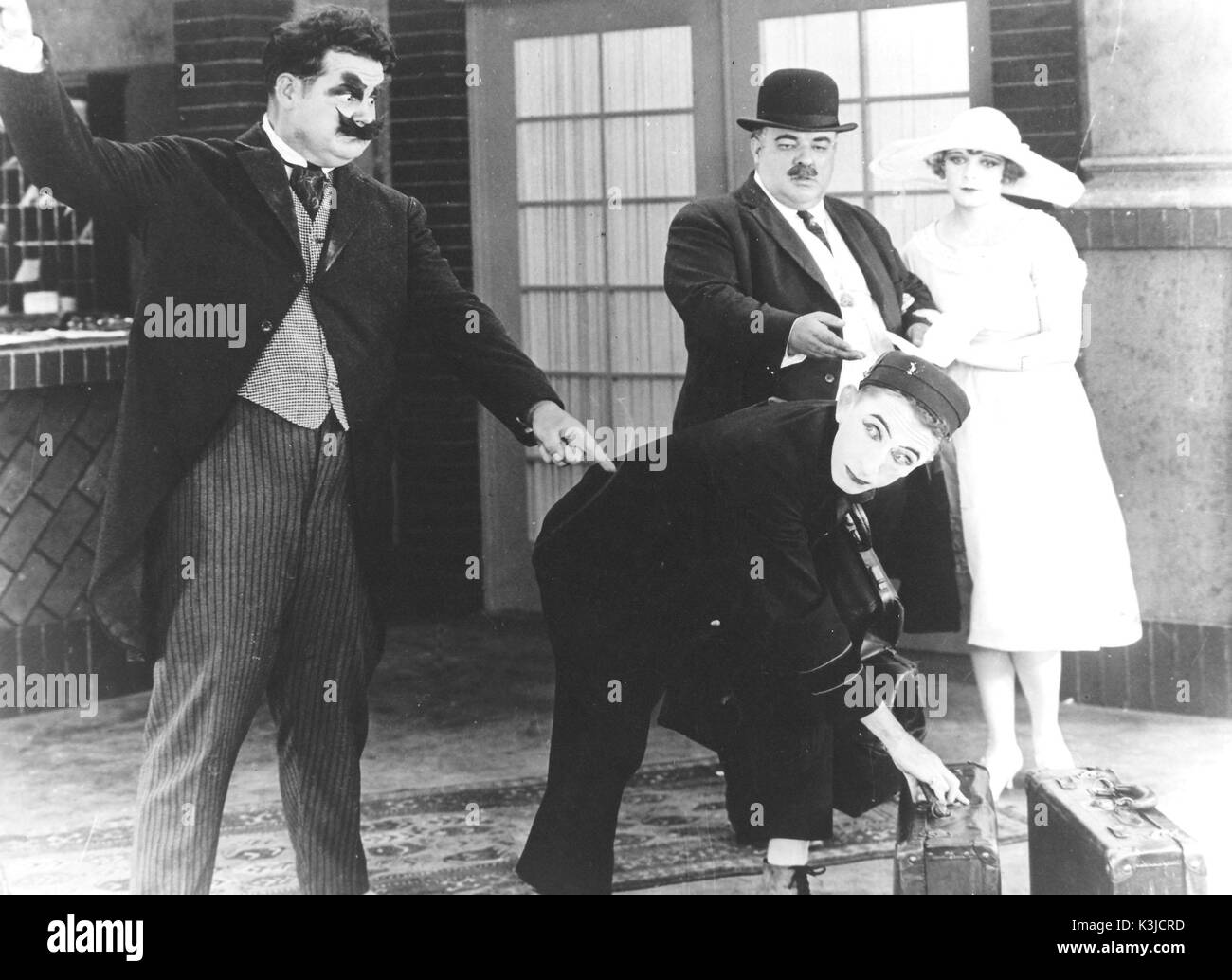 OLIVER HARDY and LARRY SEMON in an unknown comedy short Stock Photo