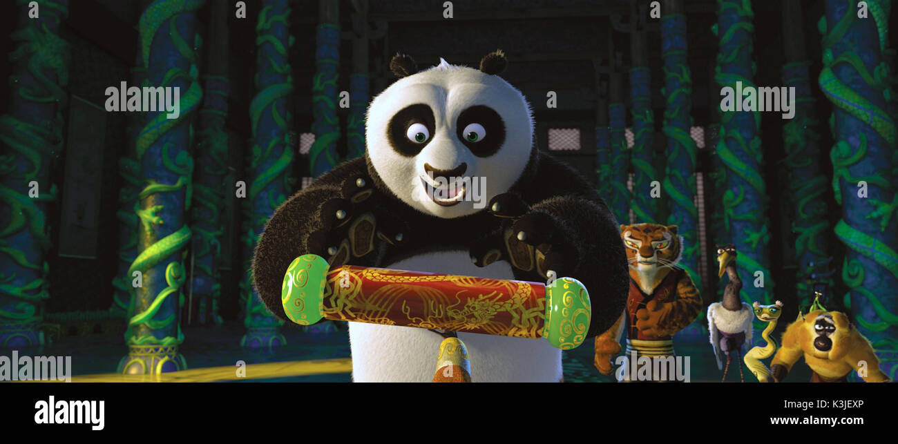 KUNG FU PANDA JACK BLACK voices Po, DUSTIN HOFFMAN voices Master Shifu, and offers him the legendary Dragon Scroll, ANGELINA JOLIE voices Tigress, DAVID CROSS voices Crane, LUCY LIU voices Viper, SETH ROGEN voices Mantis, JACKIE CHAN voices Monkey KUNG FU PANDA     Date: 2008 Stock Photo