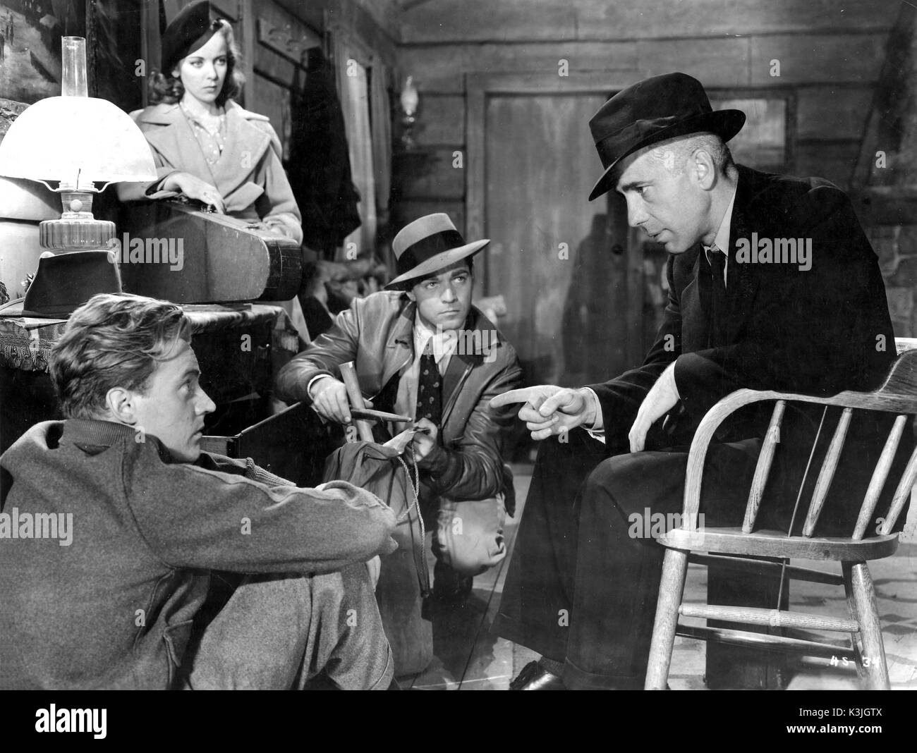 HIGH SIERRA from left - ARTHUR KENNEDY, IDA LUPINO ALAN CURTIS, HUMPHREY BOGART HIGH SIERRA Stock Photo