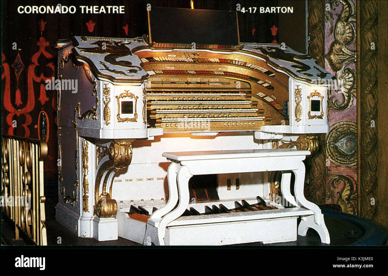 GRAND BARTON THEATRE PIPE ORGAN CORONADO THEATRE, ROCKFORD, ILLINOIS     Date: 1927 Stock Photo