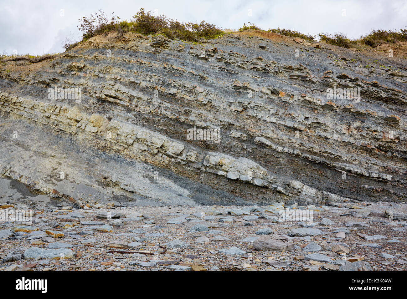 Sedimentary layering at Joggins Fossil Cliffs, Nova Scotia, Canada Stock Photo