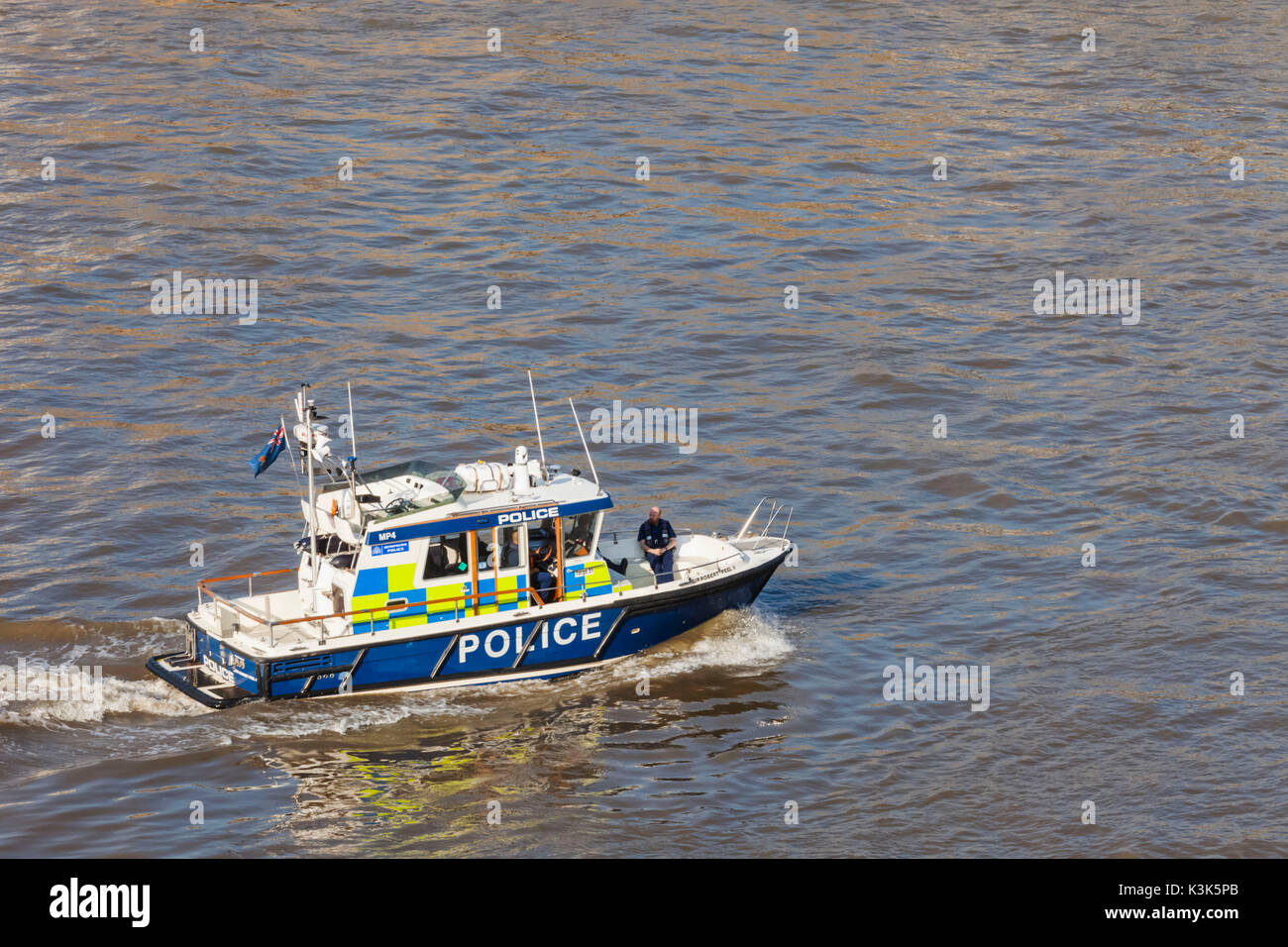 England, London, Thames River Police Launch Stock Photo