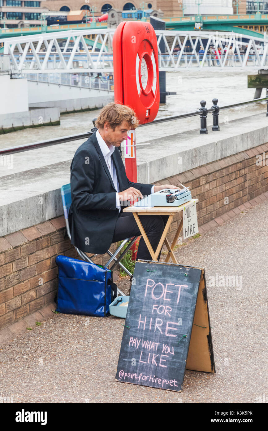England, London, Southwark, Bankside, Poet for Hire Stock Photo