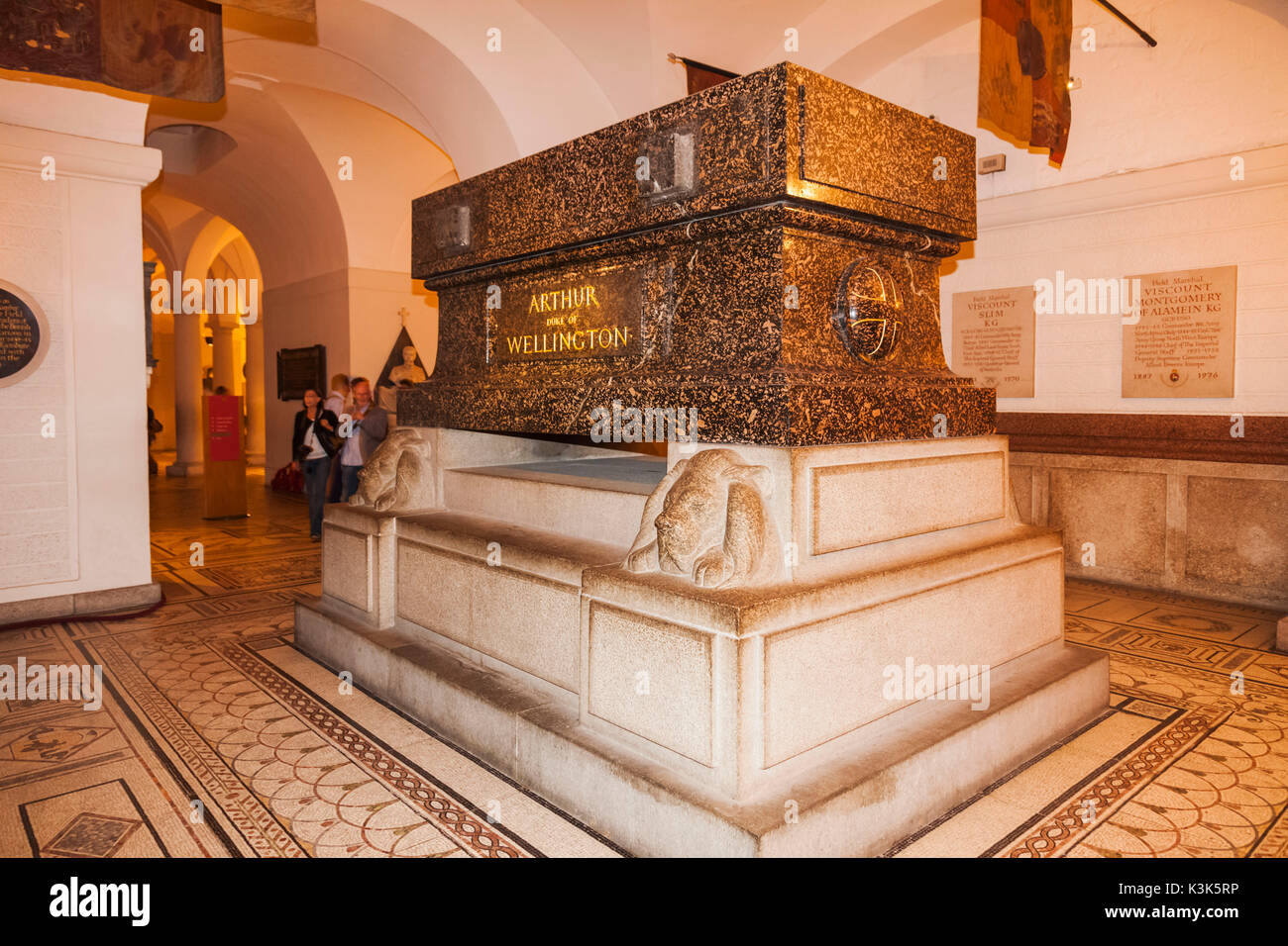 England, London, The City, St Paul's Cathedral, The Cript, Wellington's Tomb Stock Photo