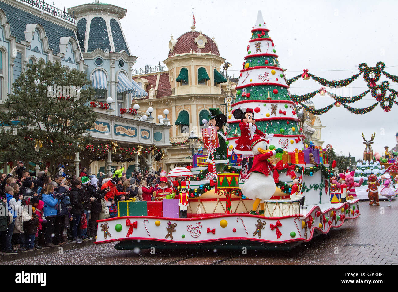 Disney Christmas parade, Paris Marne La Vallee Stock Photo