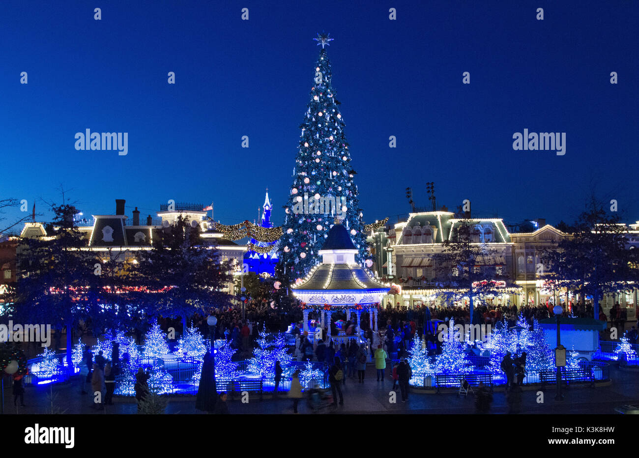 Christmas illuminations in Disneyland Paris Marne La Vallee France Stock Photo