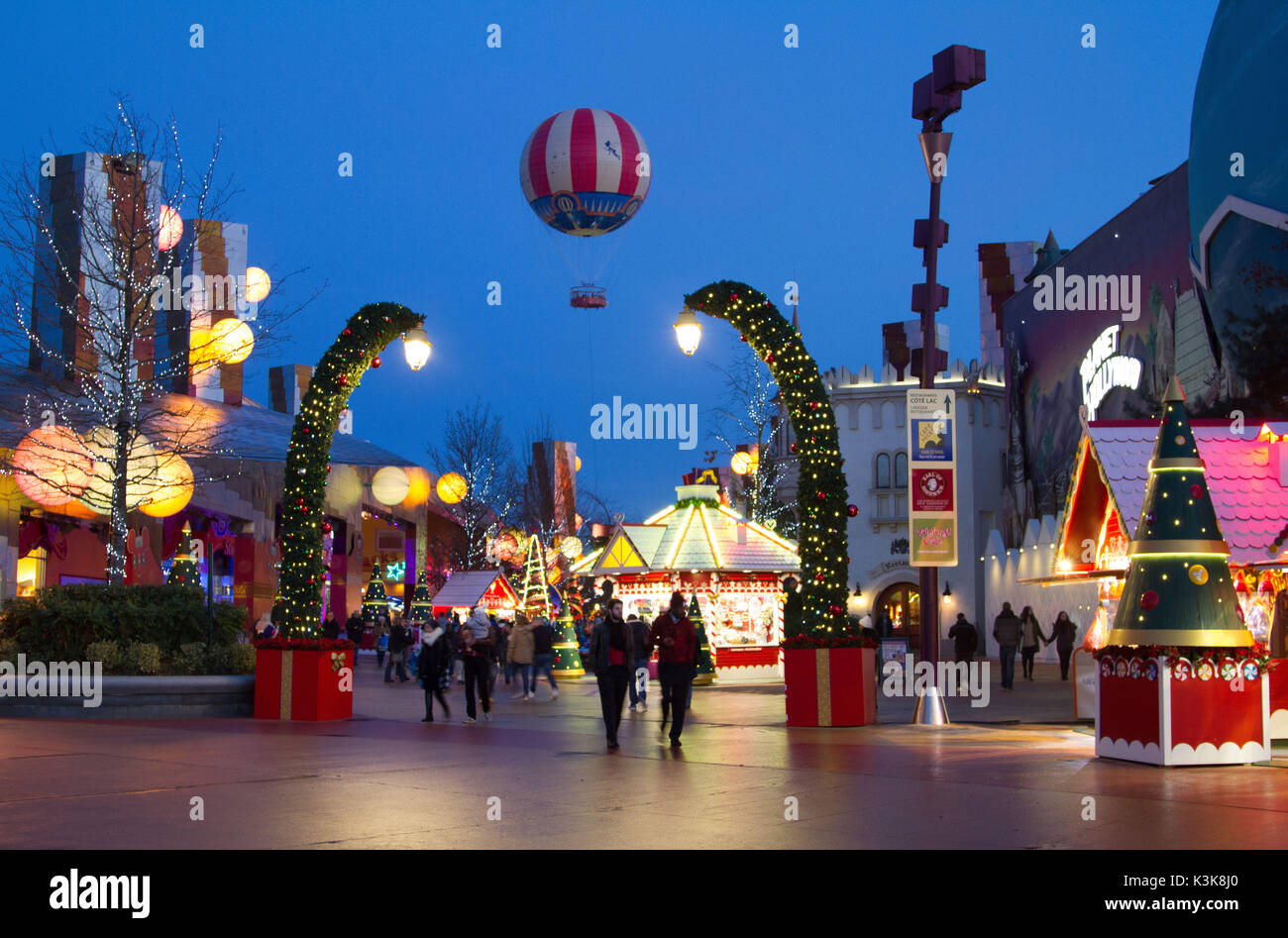 Christmas markets at Disney Village Paris Marne La Vallee Stock Photo