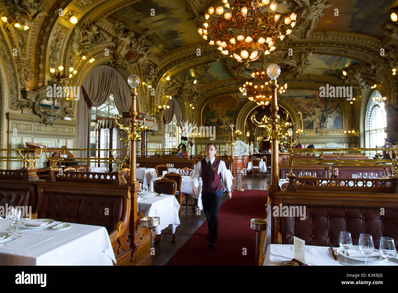The historic 19th century 'Le Train Bleu' restaurant located at the Gare de Lyon, Paris France Stock Photo