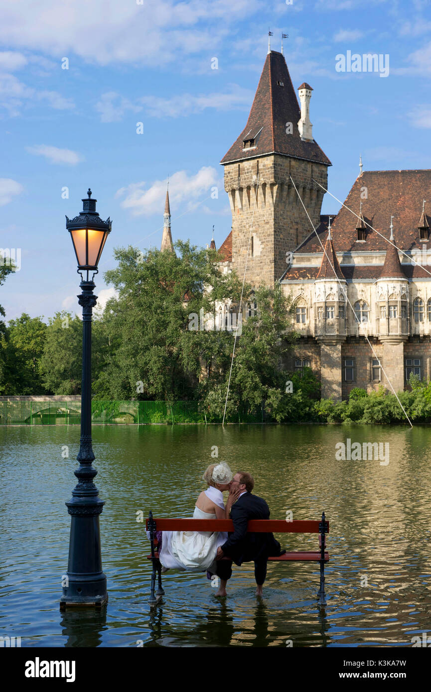Hungary, Budapest, Pest, Vajdahunyad Castle, Bois-de-Ville park Stock Photo
