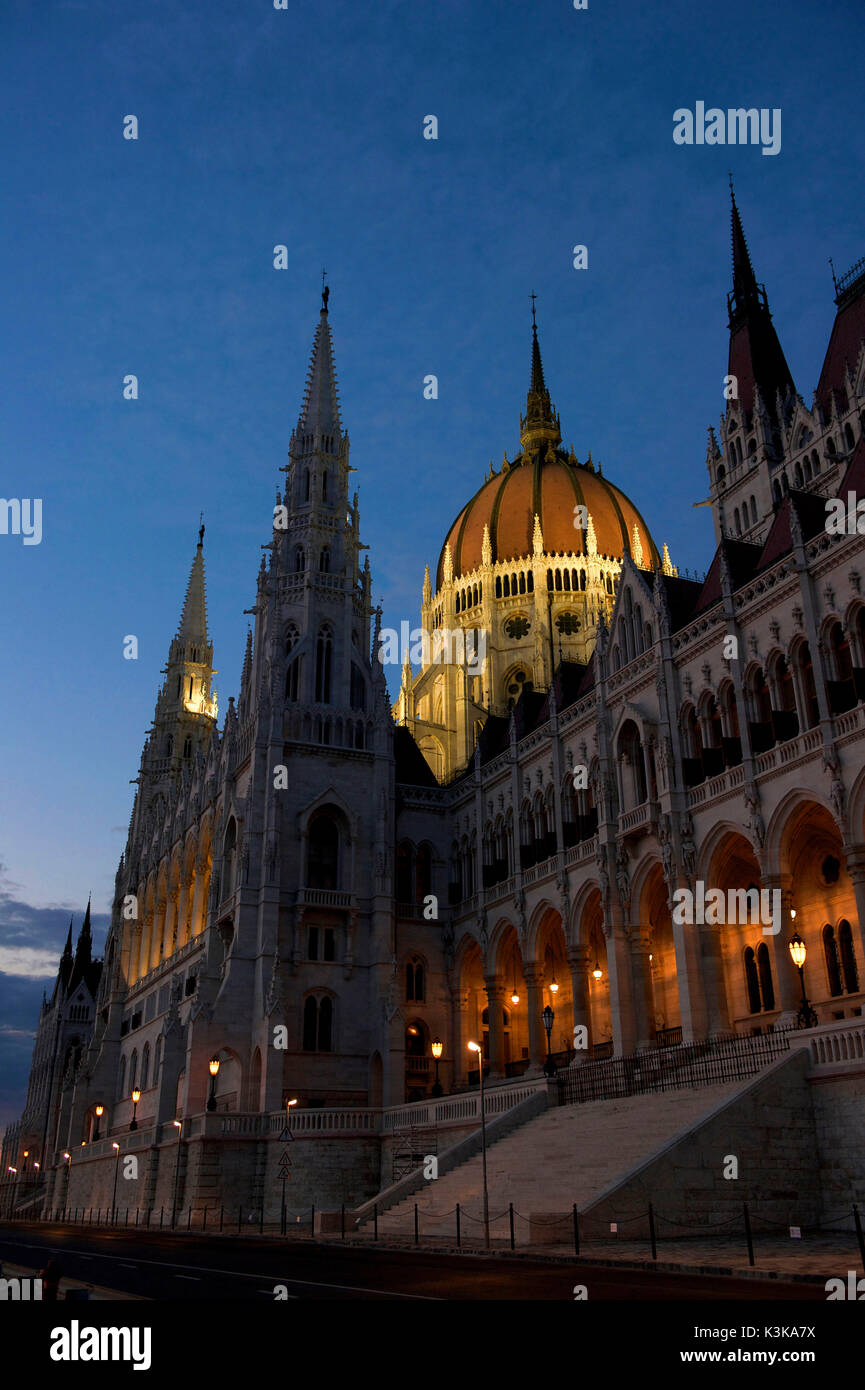 Hungary, Budapest, Pest district, the Parliament along the Danube riverbanks listed as World Heritage by UNESCO Stock Photo