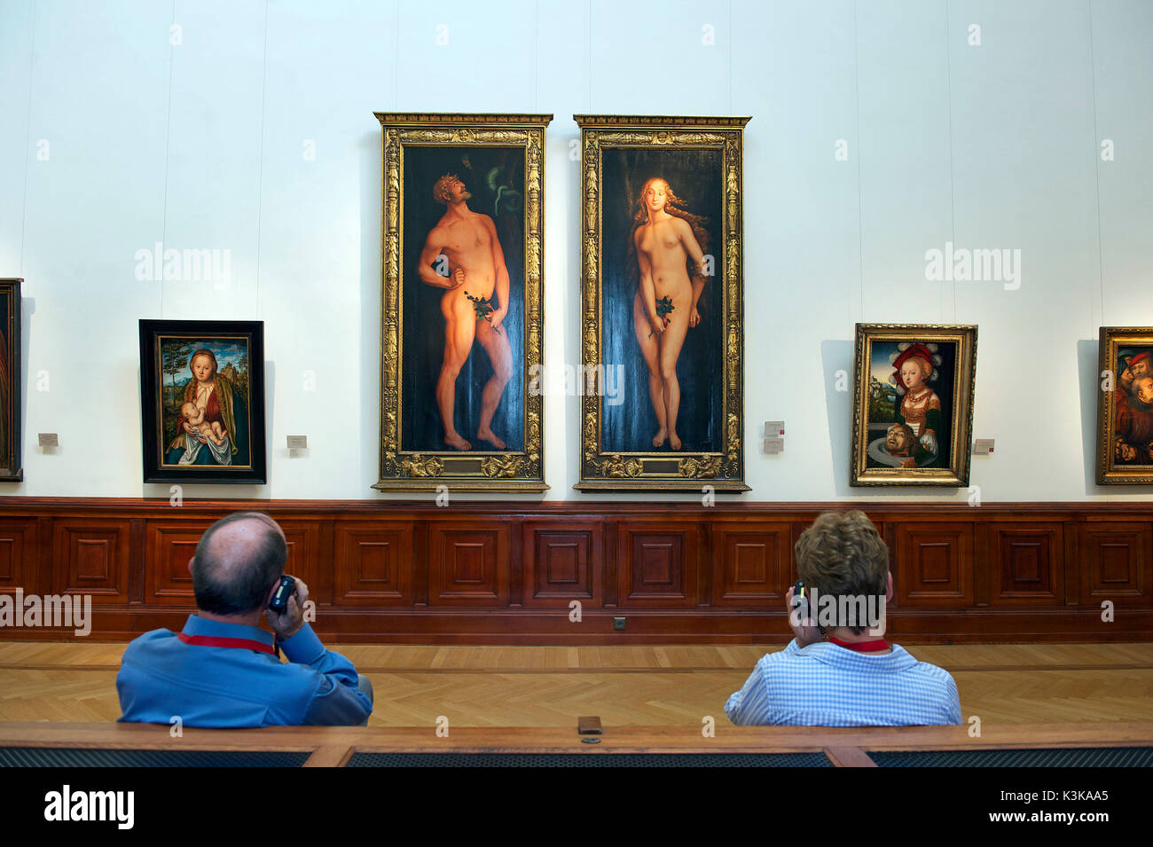 Hungary, Budapest, listed as World Heritage by UNESCO, Fine Arts Museum, Hösök tere, Adam and Eve par Hans Baldung Grien Stock Photo