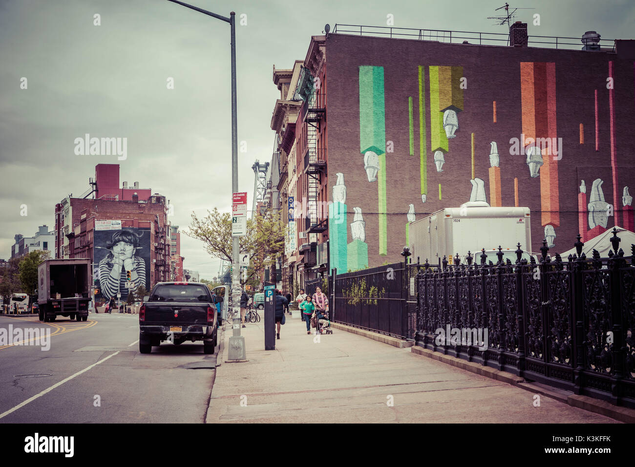 Wallpainting, Graffiti and Streetart in Williamsburg, Brooklyn, New York, USA Stock Photo