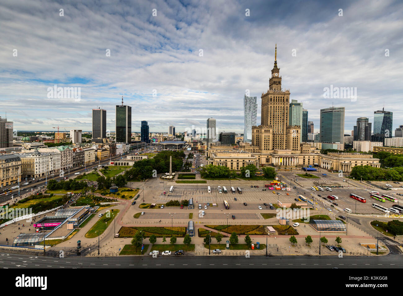 Europe, Poland, Mazovia, Warsaw. The capital and largest city of Poland. Palace of Culture and Science Stock Photo
