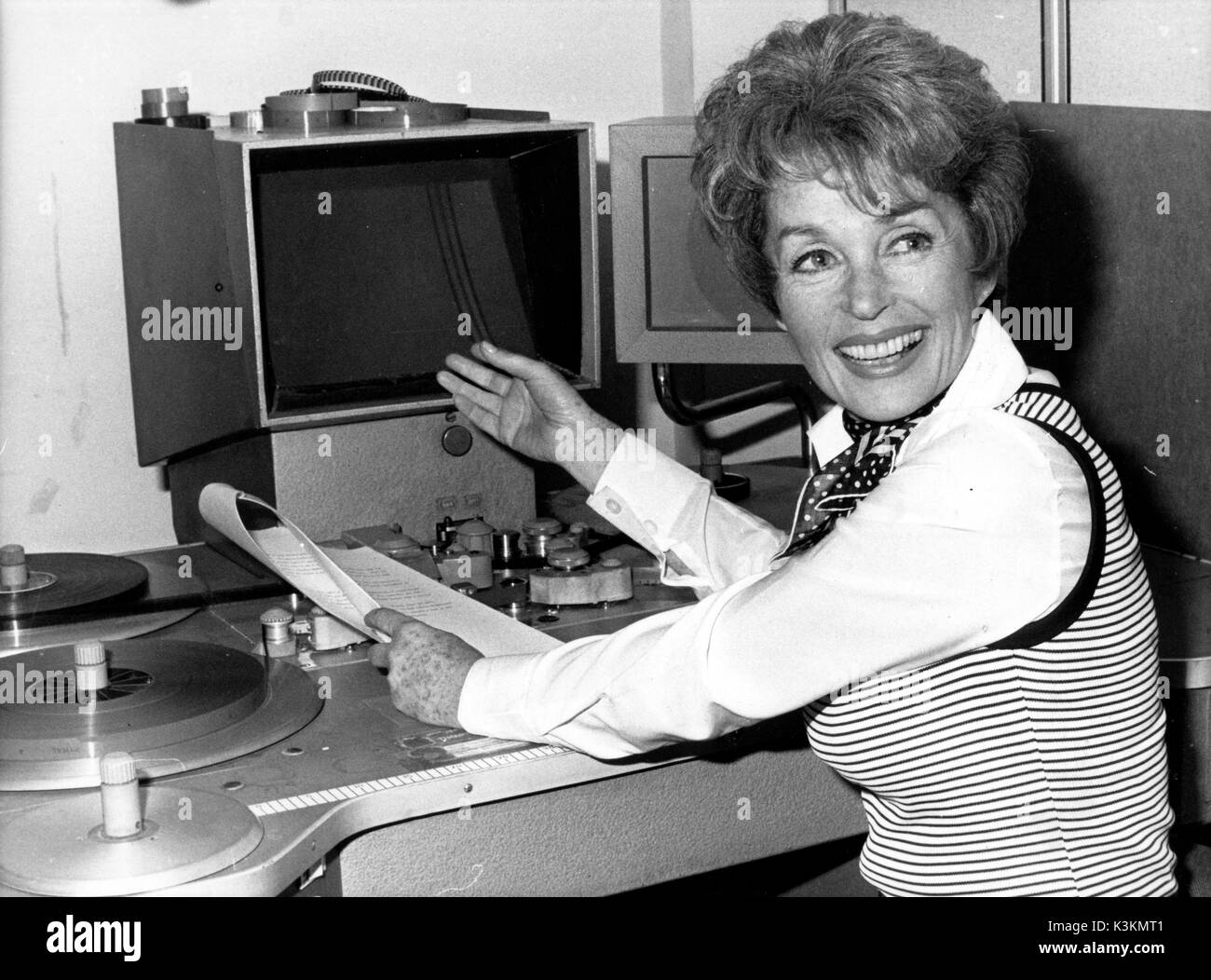 Actress LILLI PALMER , sitting at a Steenbeck type viewing table Stock Photo