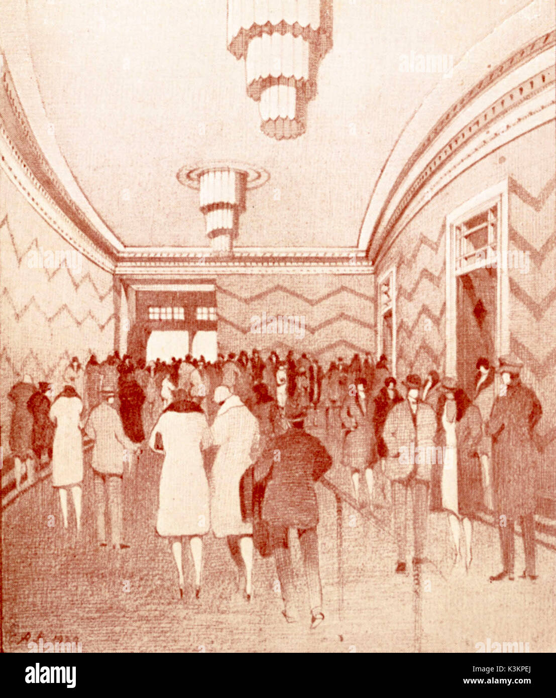 ARTISTS IMPRESSION OF THE BRIXTON ASTORIA IN 1929 THE STALLS INNER RECEPTION LOUNGE Stock Photo