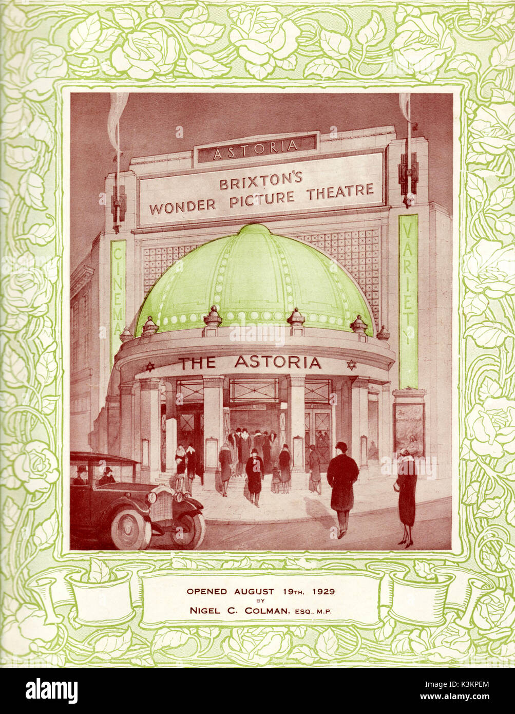 OPENING PROGRAMME FOR THE ASTORIA BRIXTON ON 19TH AUGUST 1929 Stock Photo