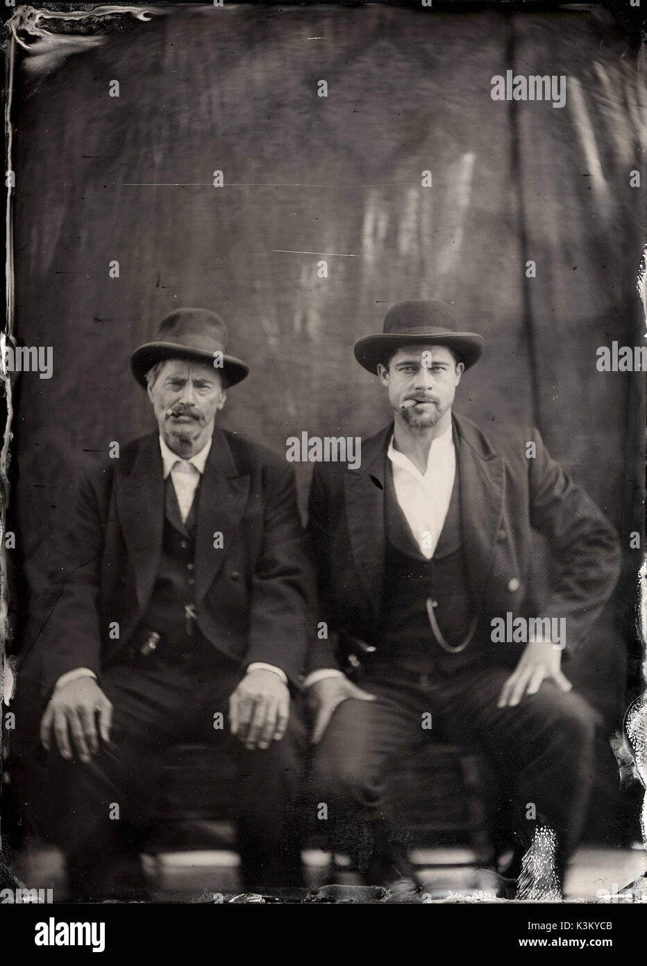 THE ASSASSINATION OF JESSE JAMES BY THE COWARD ROBERT FORD  SAM SHEPARD as Frank James, BRAD PITT as Jesse James       Date: 2007 Stock Photo