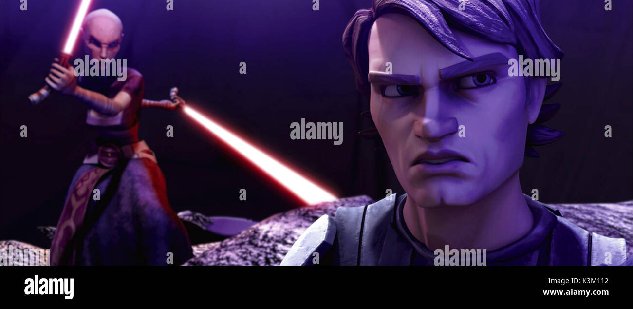 STAR WARS: THE CLONE WARS Heroic Anakin Skywalker must confront villainous Asajj Ventress       Date: 2008 Stock Photo