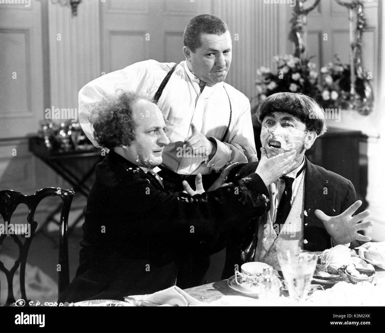THE THREE STOOGES LARRY FINE, CURLY HOWARD, MOE HOWARD American vaudeville and screen comedy act in the early to mid C20th THE THREE STOOGES Stock Photo
