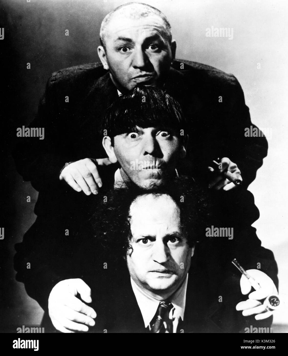 THE THREE STOOGES CURLY HOWARD, MOE HOWARD, LARRY FINE American vaudeville and screen comedy act in the early to mid C20th THE THREE STOOGES Stock Photo