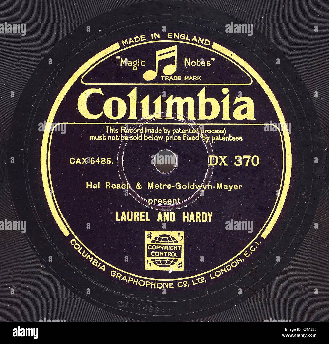 Gramophone record made by LAUREL AND HARDY on their visit to Britain in 1932 Stock Photo