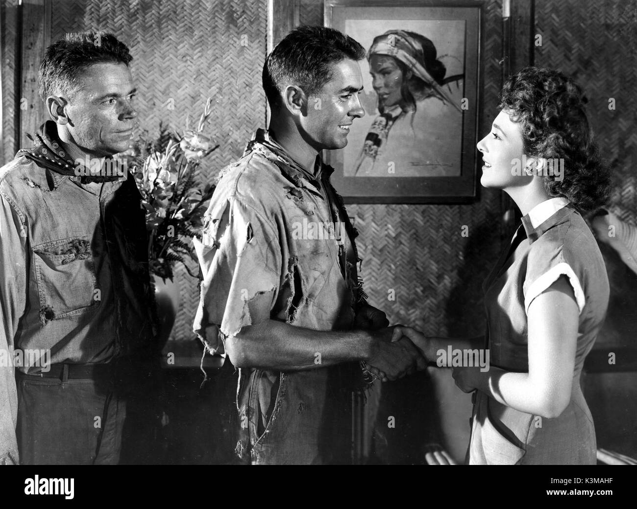 AMERICAN GUERILLA IN THE PHILIPPINES [US 1950]  aka I SHALL RETURN [BR Title] [L-R] TOM EWELL, TYRONE POWER, MICHELINE PRESLE     Date: 1950 Stock Photo