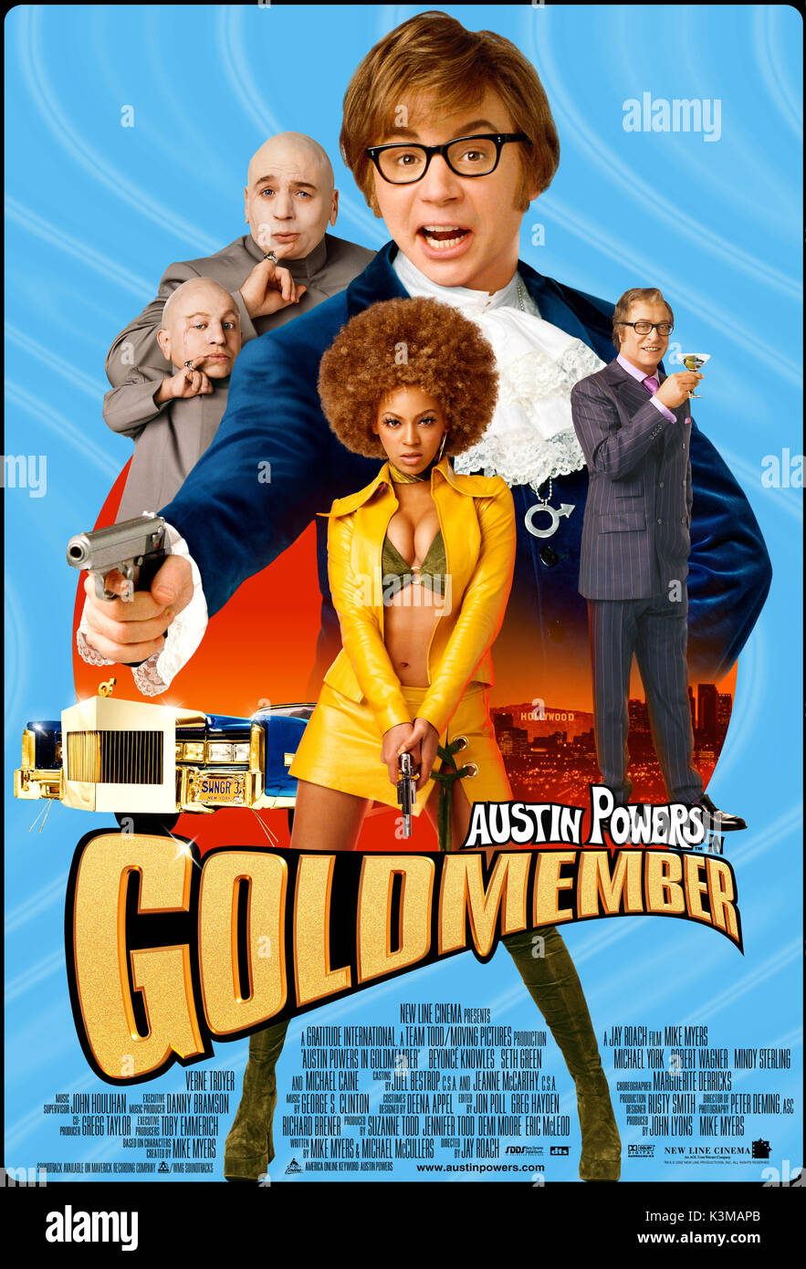 AUSTIN POWERS IN GOLDMEMBER [US 2002] MIKE MYERS, BEYONCE, VERNE TROYER, MICHAEL CAINE     Date: 2002 Stock Photo