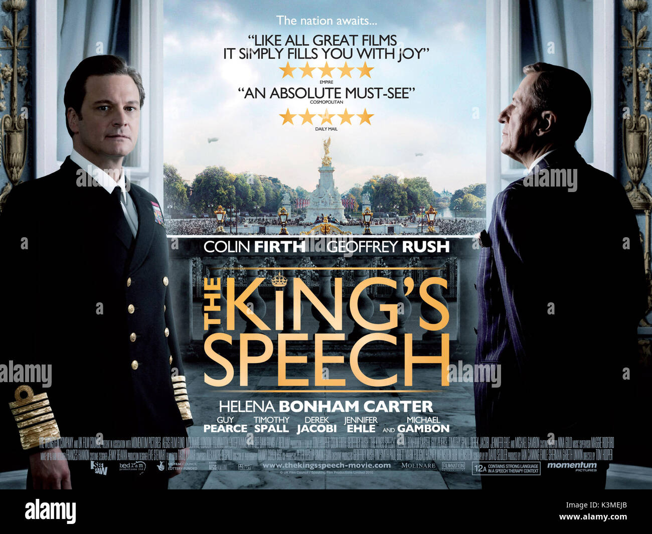 THE KING'S SPEECH [BR 2010] COLIN FIRTH as King George VI, GEOFFREY RUSH as Lionel Logue     Date: 2010 Stock Photo