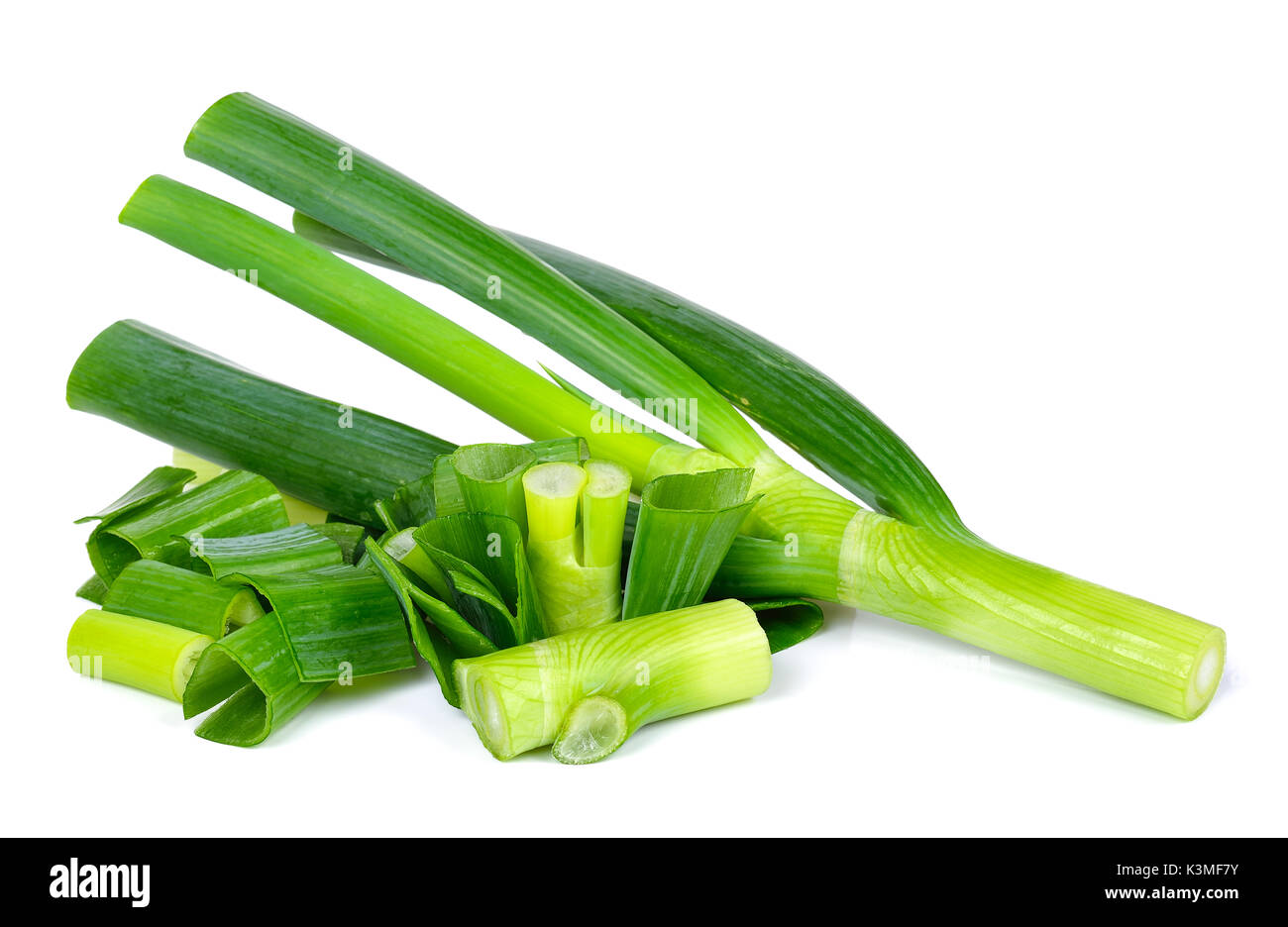 Green japanese onion isolated on white background Stock Photo Alamy