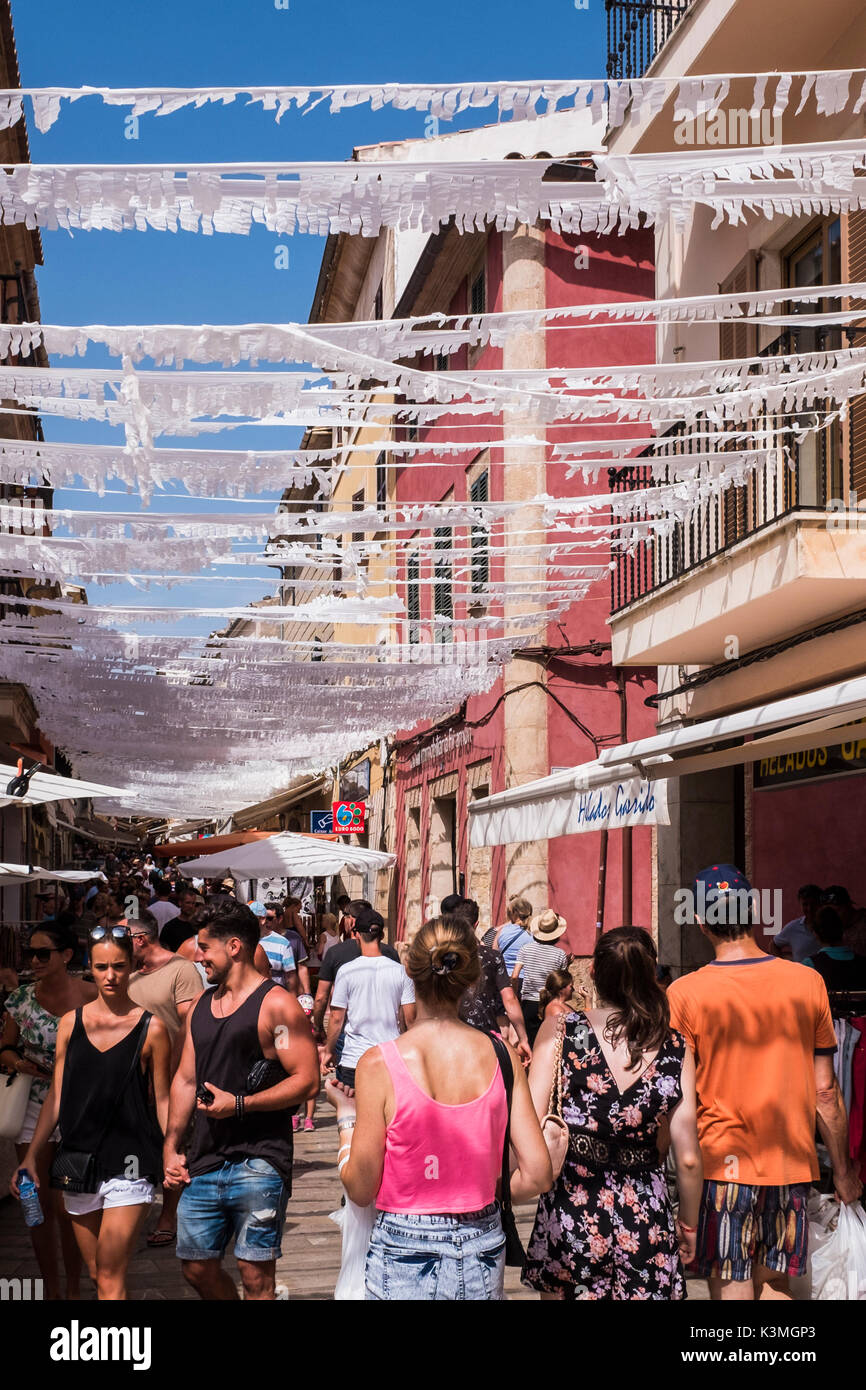 Alcudia is the main tourist centre in the North of Majorca on the eastern coast, Balearic Islands, Spain. Stock Photo