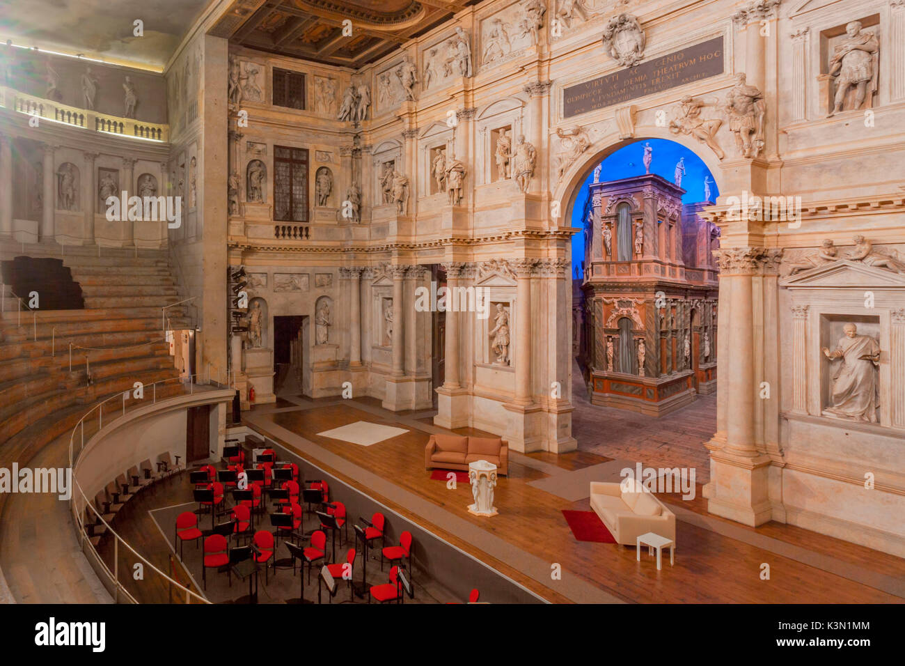 Teatro Olimpico interior in Vicenza, Italy Teatro Olimpico in Vicenza is  the first ever covered theater in the world and was designed by famous  Renaissance architect Andrea Palladio Stock Photo - Alamy