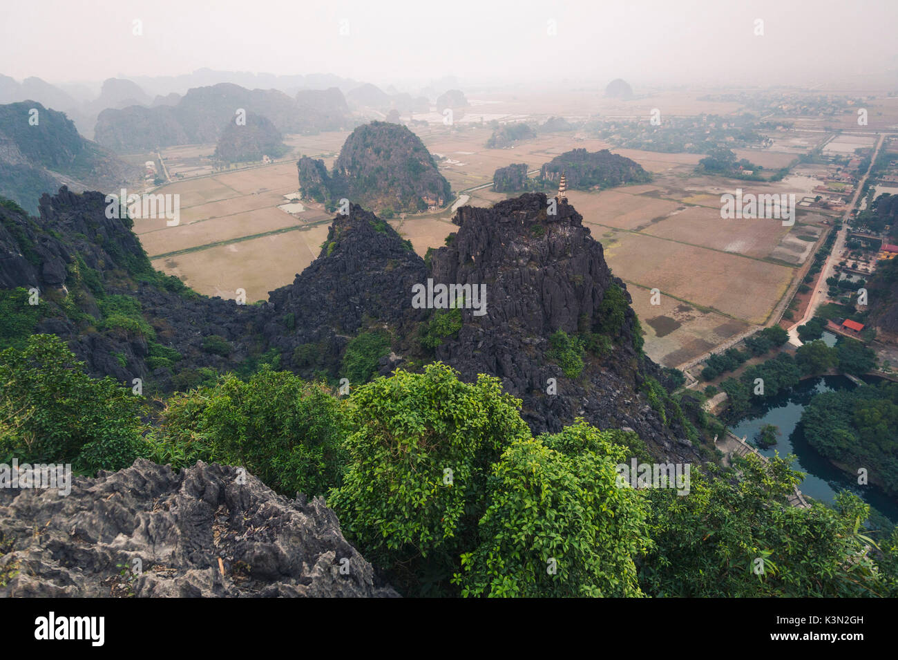 Ninh Binh, Northern Vietnam. View over the karst towers. Stock Photo