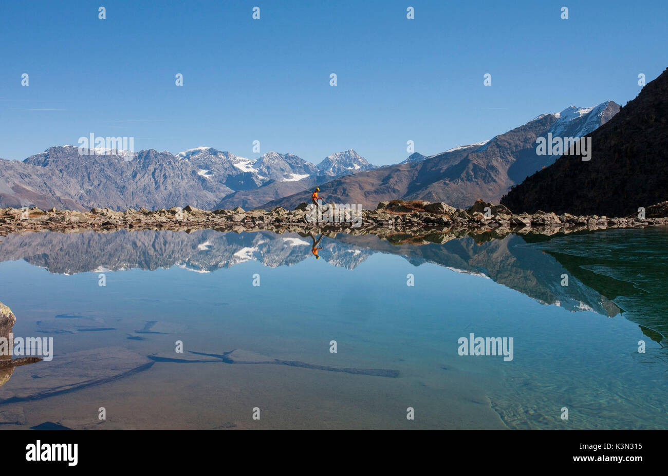Alpin lake in summer in Alta Valtellina Stock Photo