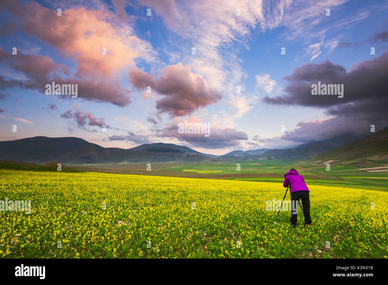 Italy, Umbria, Perugia district, monti sibillini national park, Castelluccio di Norcia Stock Photo