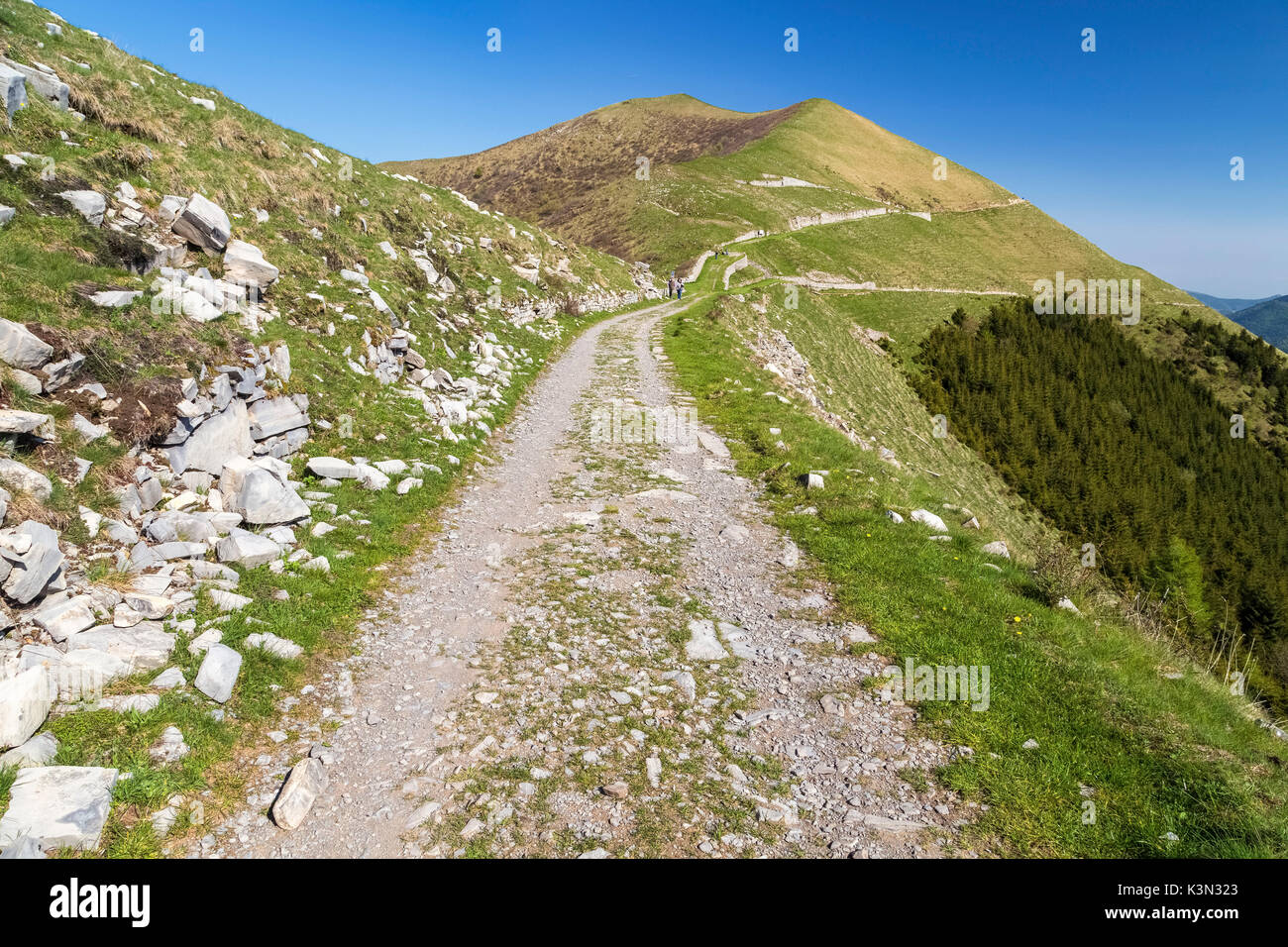 Road of Linea Cadorna towards Monte Tremezzo, Lombardy, Italy. Stock Photo