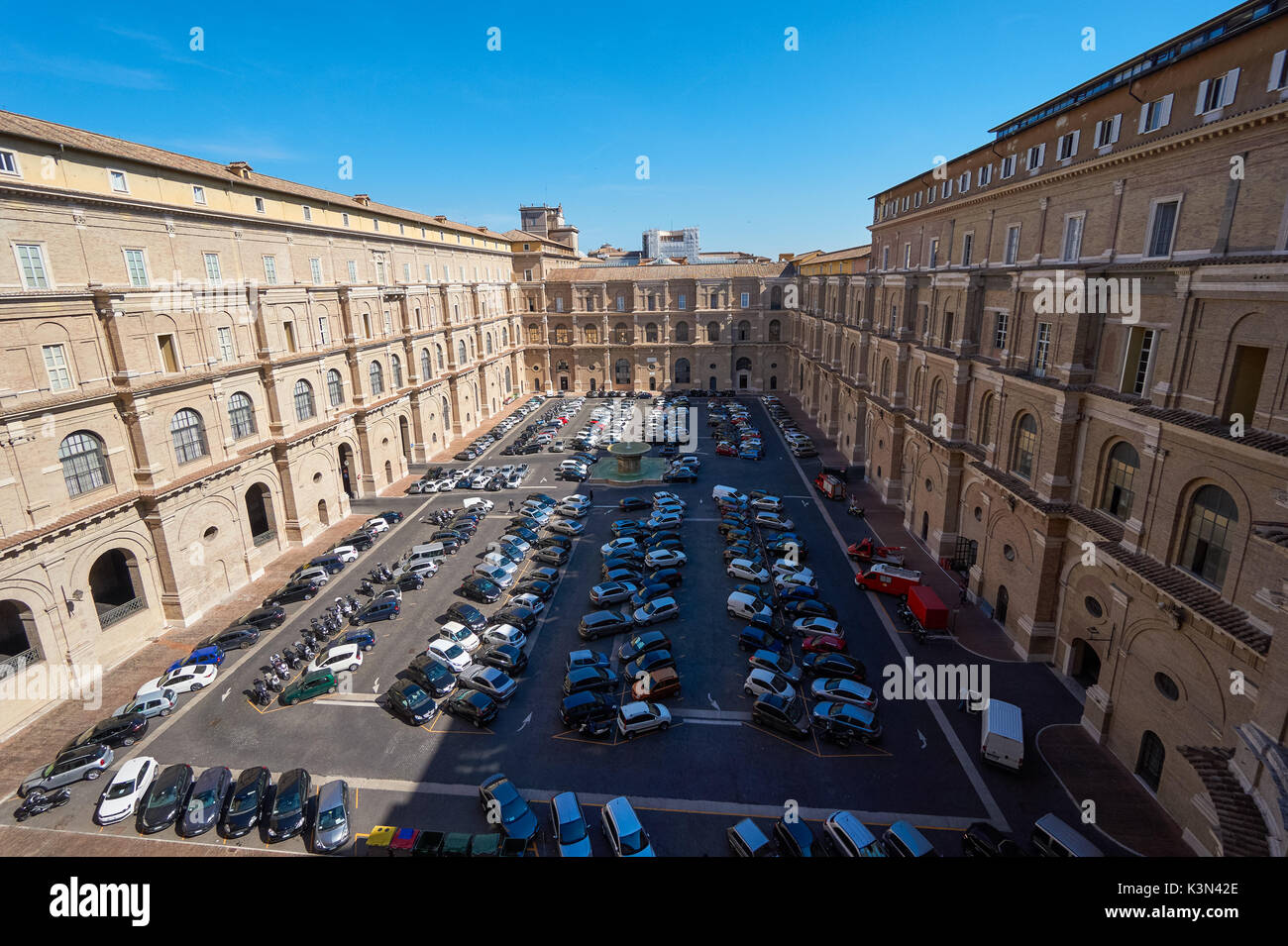 Car parking in the Belvedere Courtyard of the Vatican City, Rome, Italy Stock Photo
