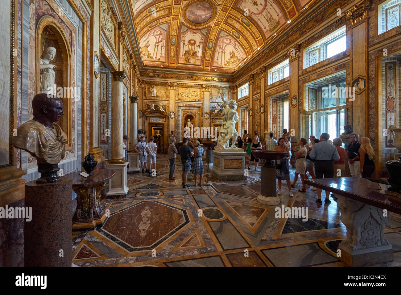 Tourists in the Galleria Borghese in Rome, Italy Stock Photo