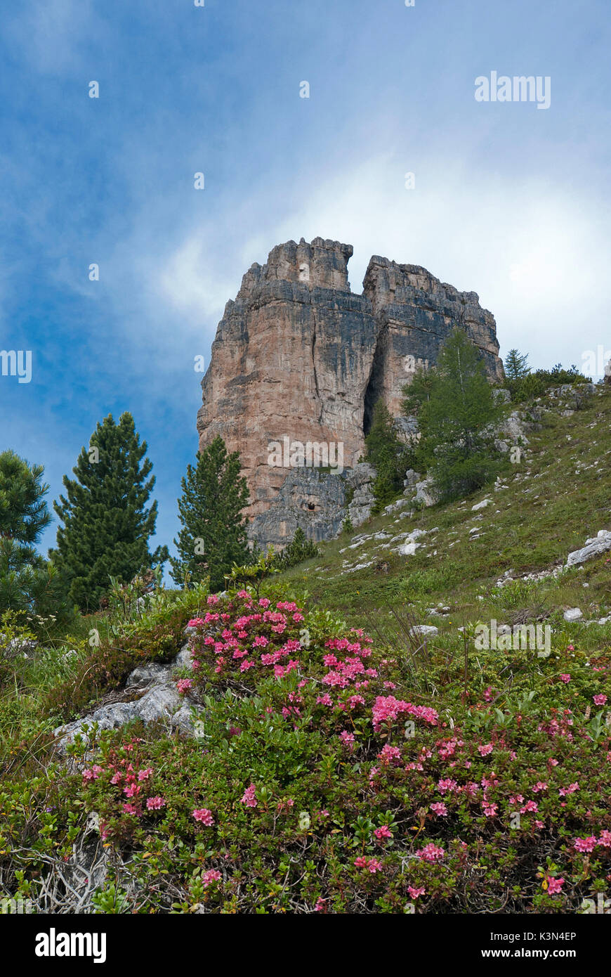 Cinque Torri, Dolomites, Veneto, Italy. The Great Tower of the Cinque Torri Stock Photo