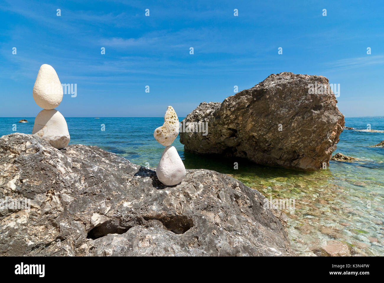 Conero, Marche, Italy. On the beach of Sassi Neri (black stones) Stock Photo