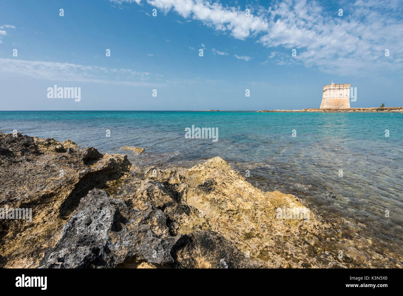 Porto Cesareo, province of Lecce, Salento, Apulia, Italy. The Chianca Tower Stock Photo