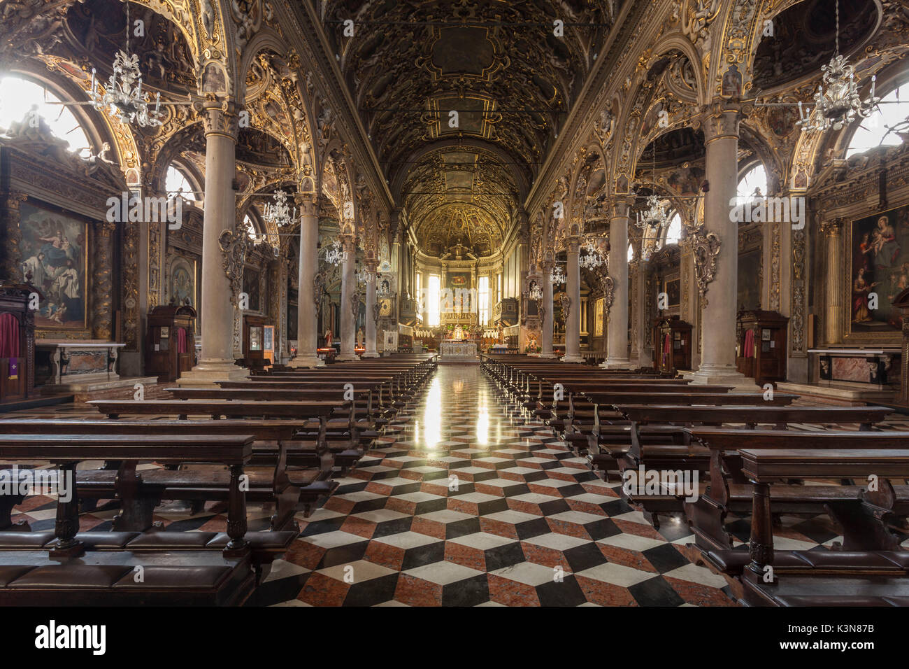 Brescia, Lombardy, Italy. Inside of basilica of Santa Maria delle Grazie Stock Photo
