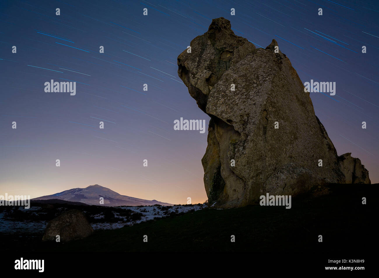 Megaliths of the Malabotta forest and Etna, Sicily, Italy, Europe Stock Photo