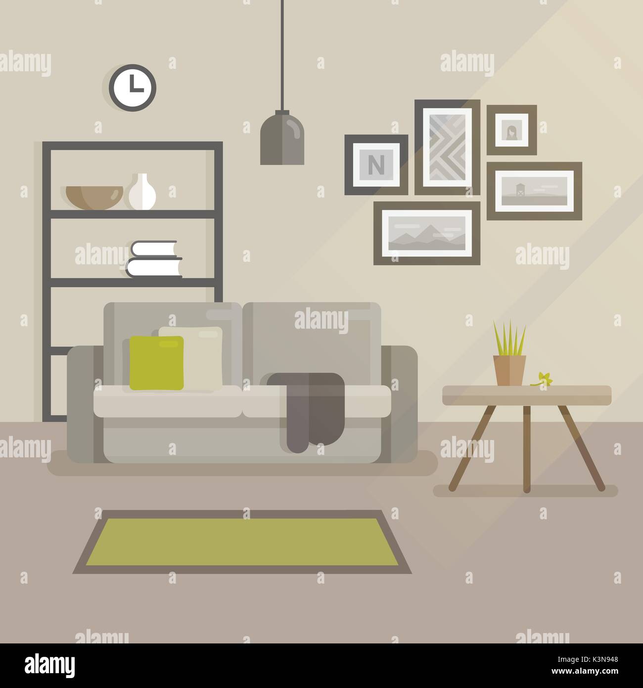 Scandinavian interior design flat illustration Stock Vector Image & Art