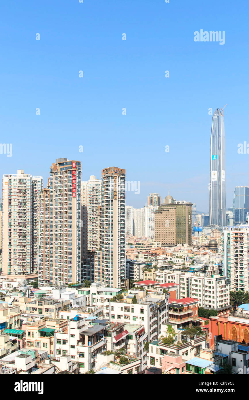 Shenzhen skyline with the KK100, the second tallest building of the city, on background, China Stock Photo