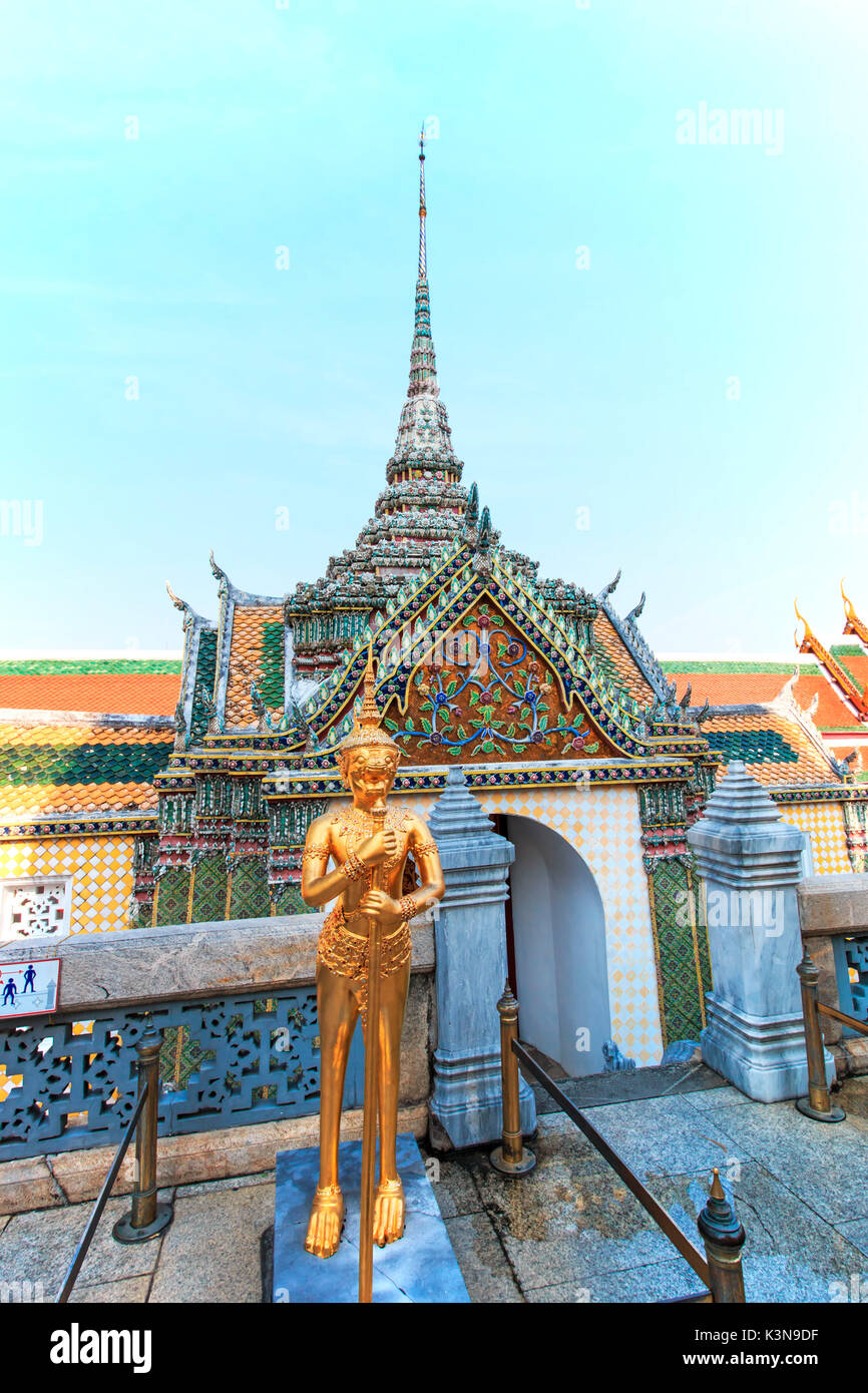 A Golden Kinnari statue att he Temple of the Emerald Buddha (Wat Phra Kaew) , Bangkok, Thailand Stock Photo