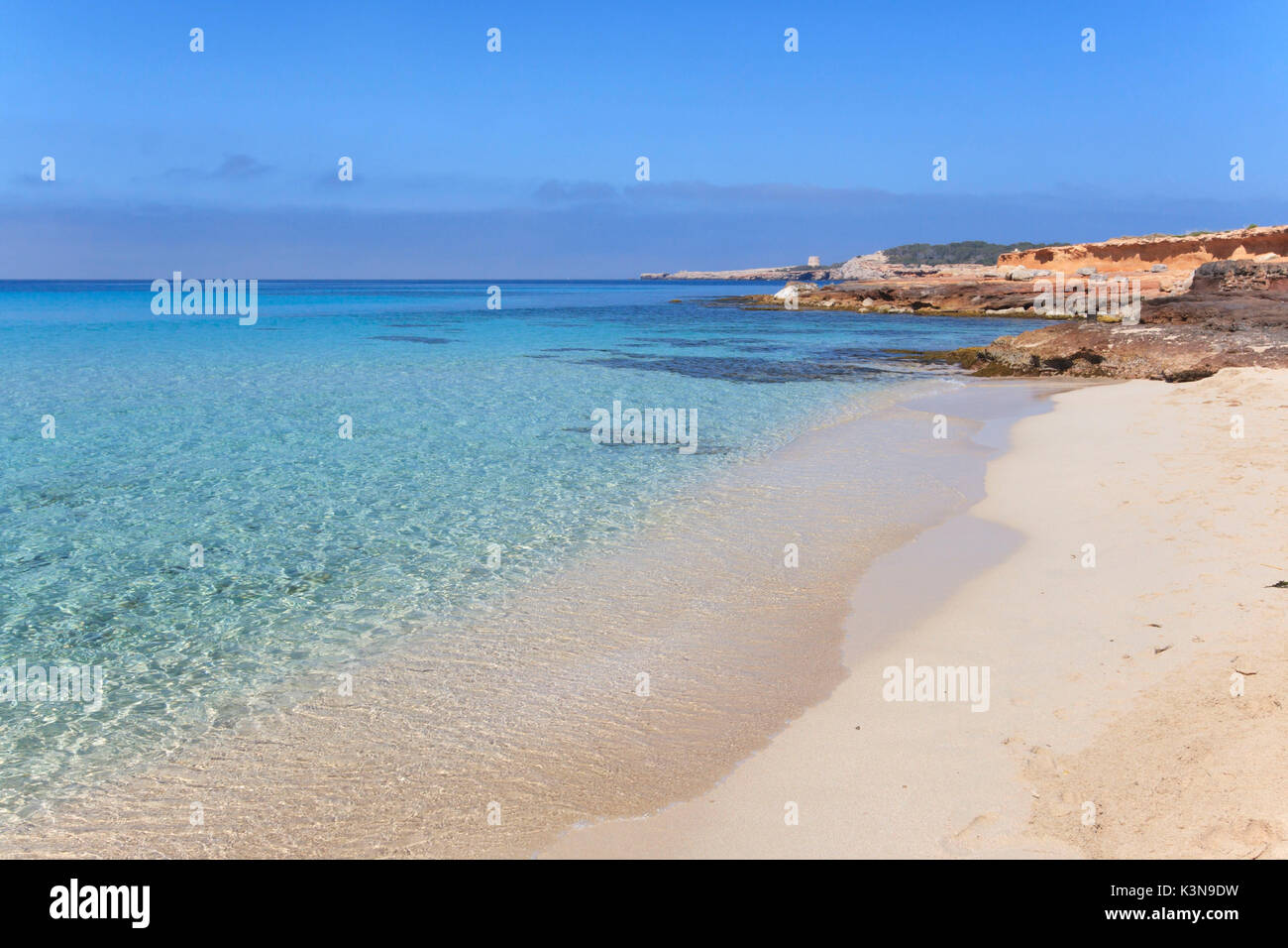 Beach of Cala Comte in Ibiza, Spain Stock Photo