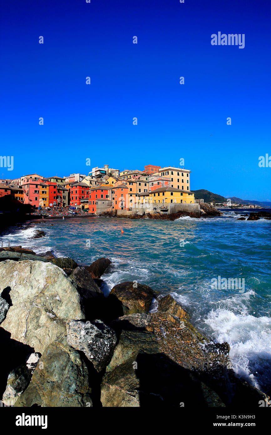 Boccadasse  is an old mariners' neighbourhood of the Italian city of Genoa, Liguria, Italy Stock Photo