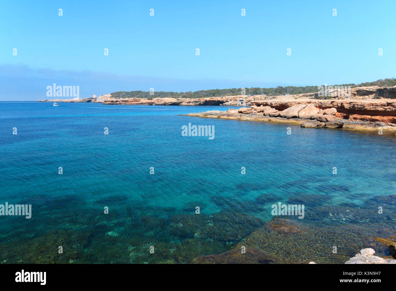 Beach of Cala Comte in Ibiza, Spain Stock Photo