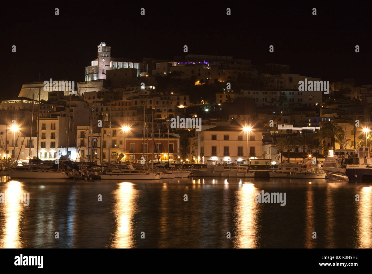 Ibiza by night, Spain Stock Photo